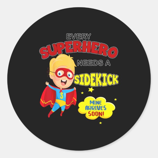 Every Superhero Needs A Sidekick New Big Brother  Classic Round Sticker (Front)