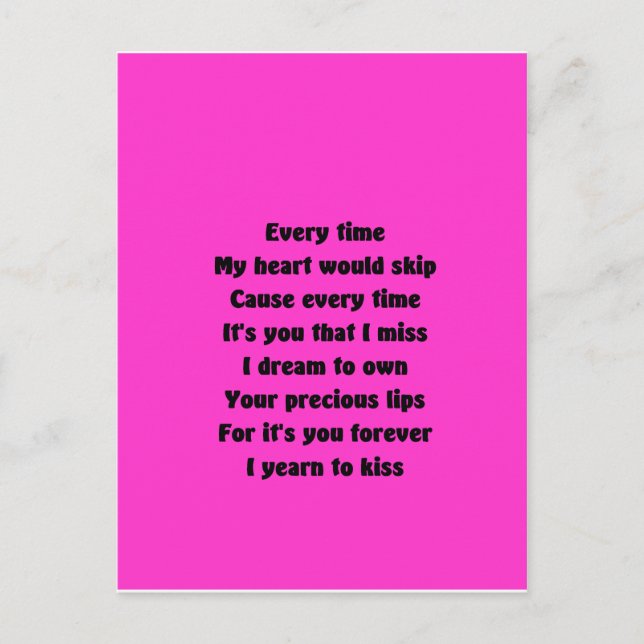 Every time my heart would skip postcard (Front)