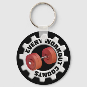 Every Workout Counts - Red Dumbbells Keychain