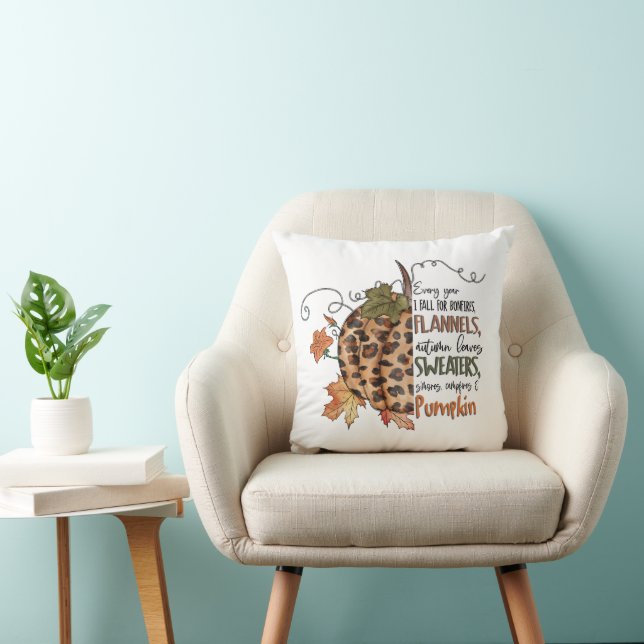 Every year I fall for bonfires, flannels, pumpkin Throw Pillow (Chair)