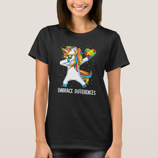 Everybody Autism Awareness Embrace Differences Uni T-Shirt (Front)