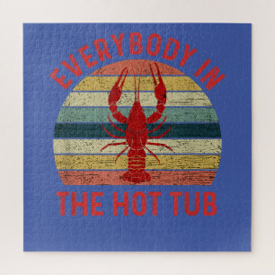 Everybody In  Hot Tub Funny Crawfish Crayfish Jigsaw Puzzle