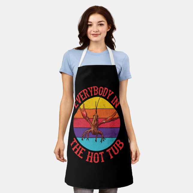 Everybody In The Hot Tub Crawfish Crayfish Eating Apron (Worn)
