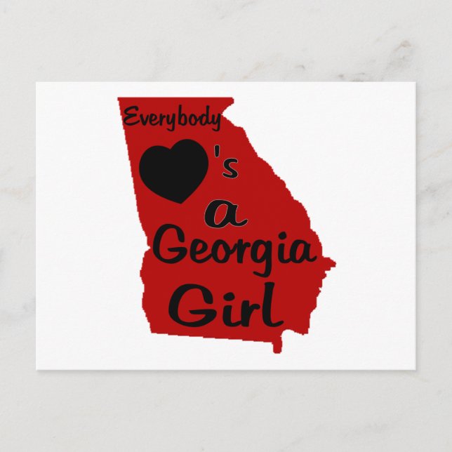 Everybody Loves a Georgia Girl Red and Black Postcard (Front)
