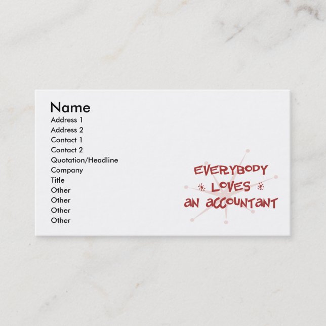 Everybody Loves An Accountant Business Card (Front)