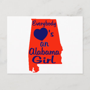 Everybody Loves an Alabama Girl Orange and Navy Postcard