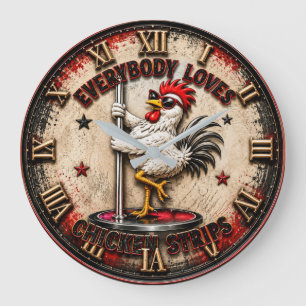 Everybody Loves Chicken Strips Funny Chicken  Large Clock