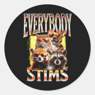 Everybody Stims Autism Awareness Bootleg Neurodive Classic Round Sticker