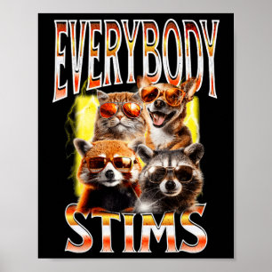 Everybody Stims Autism Awareness Bootleg Neurodive Poster