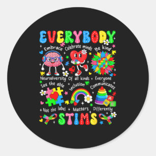 Everybody stims autism awareness special education classic round sticker