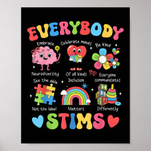 Everybody Stims Autism Special Ed Teacher Social W Poster
