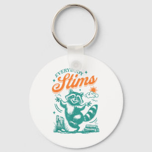 Everybody Stims Racoon Funny Design  Keychain