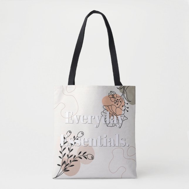 'Everyday Essentials' Minimalist Floral shoulder Tote Bag (Front)