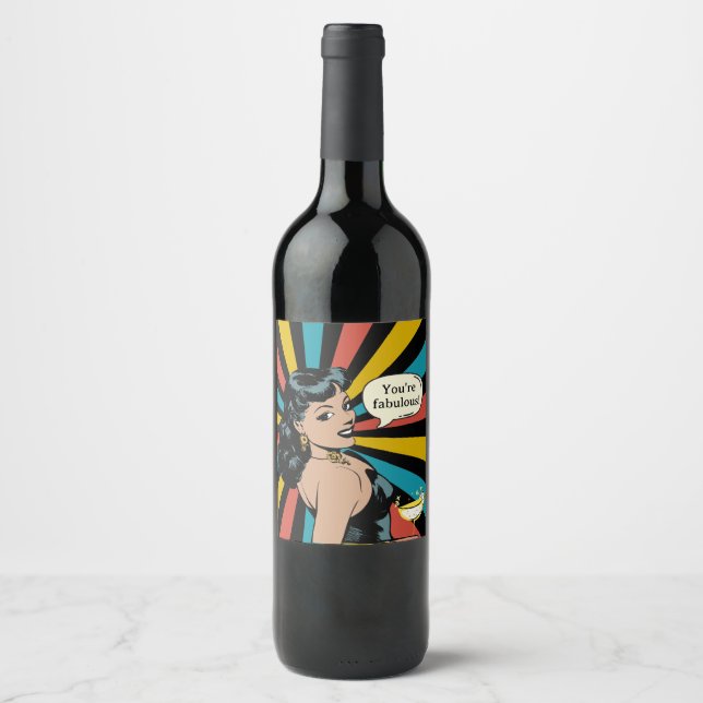Everyday Fabulous Pinup: Celebrate Yourself! Wine Wine Label (Front)