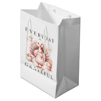Everyday Grateful Custom Fall Turkey Thanksgiving Medium Gift Bag