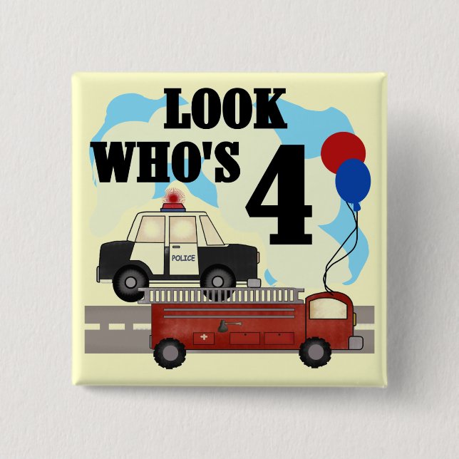 Everyday Heroes 4th Birthday 2 Inch Square Button (Front)