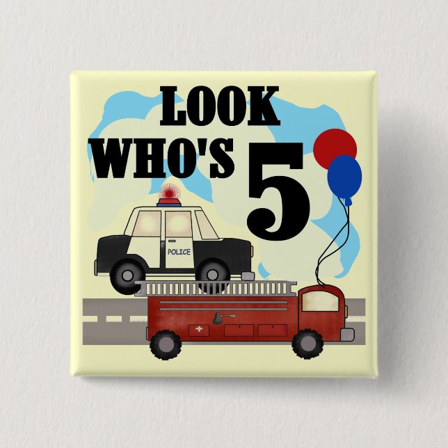 Everyday Heroes 5th Birthday Tshirts 2 Inch Square Button (Front)