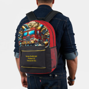 Everyday Heroes Fire Truck Waves Printed Backpack
