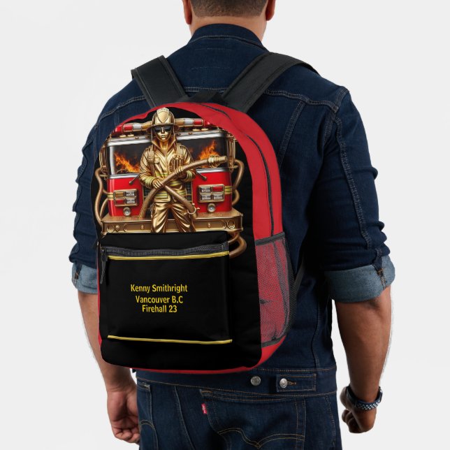 Everyday Heroes Golden Firefighter Printed Backpack (Insitu (Model))