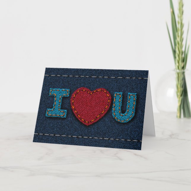 Everyday I Love You Denim Style Card for Partners (Front)