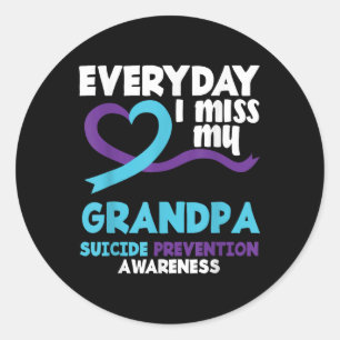 Everyday I Miss My Grandpa Suicide Prevention Awar Classic Round Sticker