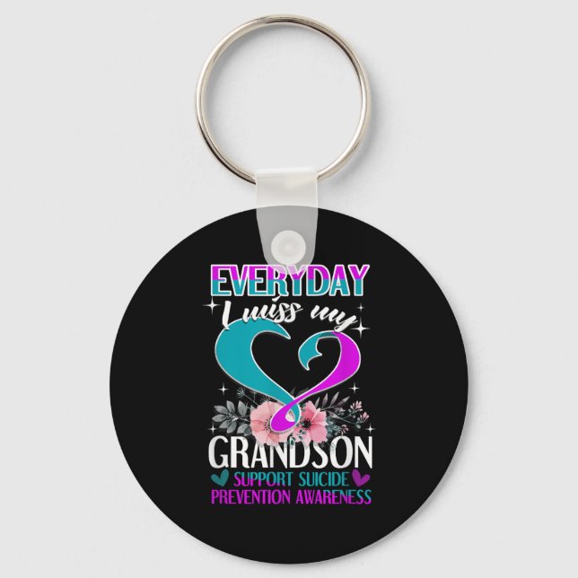 Everyday I Miss My Grandson Suicide Prevention  Keychain (Front)