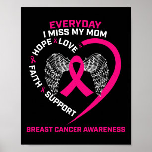 Everyday I Miss My Mom Cute Pink Breast Cancer Awa Poster