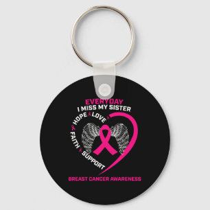 Everyday I Miss My Sister Cute Pink Breast Cancer Keychain