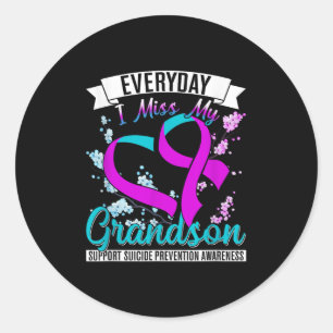 Everyday I Miss My Son Suprt Suicide Prevention Aw Classic Round Sticker