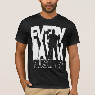 Everyday I'm Hustlin - White / Black T-Shirt