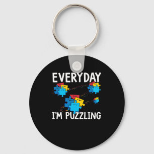 Everyday I'm Puzzling. Autism Awareness Month Keychain