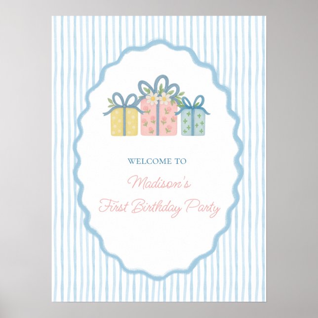 Everyday is a Gift First Birthday, Grandmillennial Poster (Front)