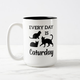 Everyday Is Caturday Funny Crazy Cat Two-Tone Coffee Mug