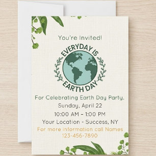 Everyday Is Earth Day - Earth Day Party Invitation