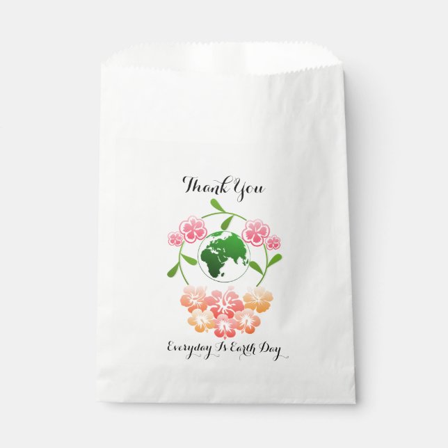 "Everyday is Earth Day" Floral Favour Bags. Favour Bag (Front)