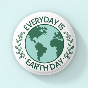 Everyday Is Earth Day - Vintage Green Earth Lover 1 Inch Round Button