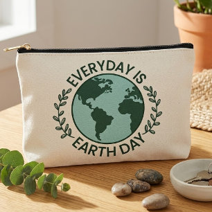 Everyday Is Earth Day - Vintage Green Earth Lover Accessory Pouch
