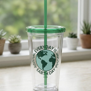 Everyday Is Earth Day - Vintage Green Earth Lover Acrylic Tumbler