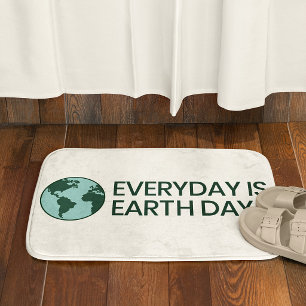 Everyday Is Earth Day - Vintage Green Earth Lover Bath Mat