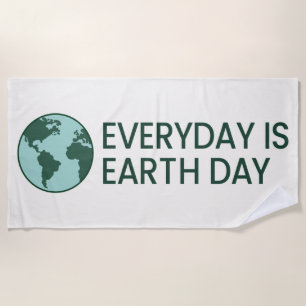 Everyday Is Earth Day - Vintage Green Earth Lover Beach Towel