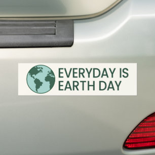 Everyday Is Earth Day - Vintage Green Earth Lover Bumper Sticker