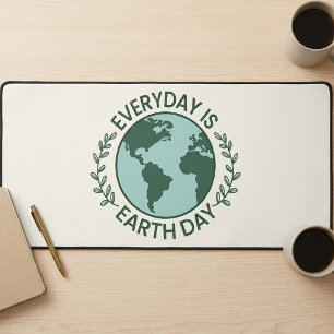 Everyday Is Earth Day - Vintage Green Earth Lover Desk Mat