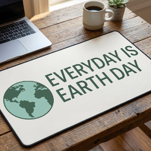 Everyday Is Earth Day - Vintage Green Earth Lover Desk Mat