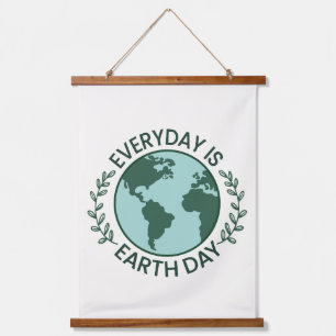 Everyday Is Earth Day - Vintage Green Earth Lover Hanging Tapestry