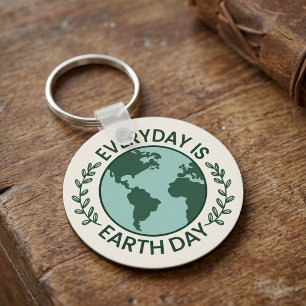 Everyday Is Earth Day - Vintage Green Earth Lover Keychain