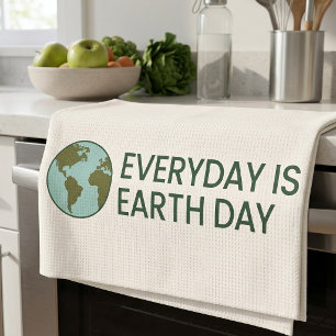 Everyday Is Earth Day - Vintage Green Earth Lover Kitchen Towel