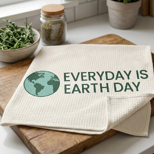 Everyday Is Earth Day - Vintage Green Earth Lover Kitchen Towel