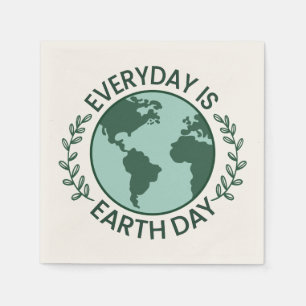 Everyday Is Earth Day - Vintage Green Earth Lover Napkin