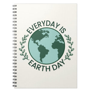 Everyday Is Earth Day - Vintage Green Earth Lover Notebook