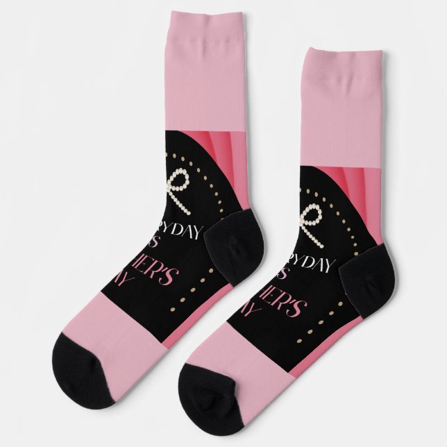 Everyday is Mothers Day Elegance Pink Bow Socks (Left)